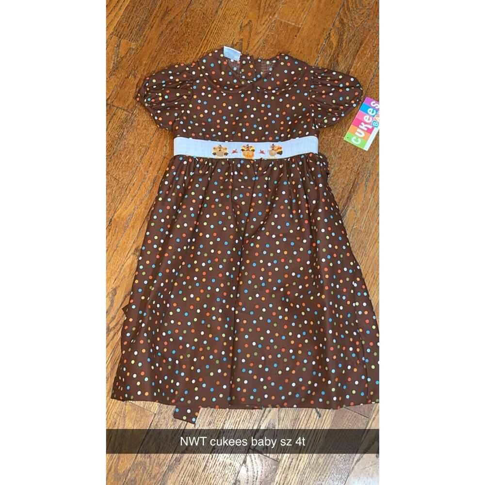 NWT Cukees Thanksgiving smocked dress